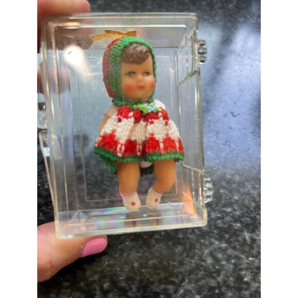 Vtg Miniature Baby Doll Hand Crocheted Costume Original Tag Box Made In Germany - Picture 2 of 9